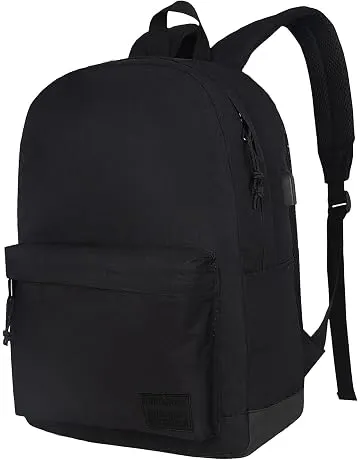 SUPACOOL Casual Laptop Backpack for Men and Women, Work backpack, Black Backpacks, College School Backpack for Boys and Girls, Lightweight Travel Back Pack(Black)