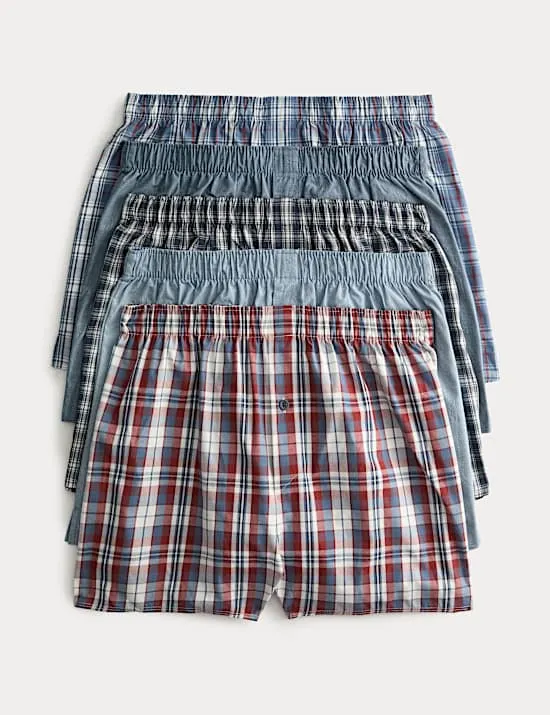 5er-Pack gewebte Boxershorts aus reiner Baumwolle