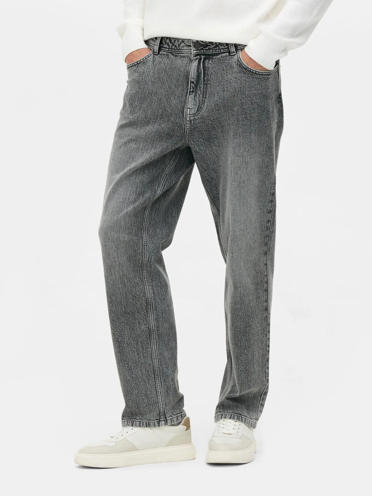 Jean droit à taille mi-haute