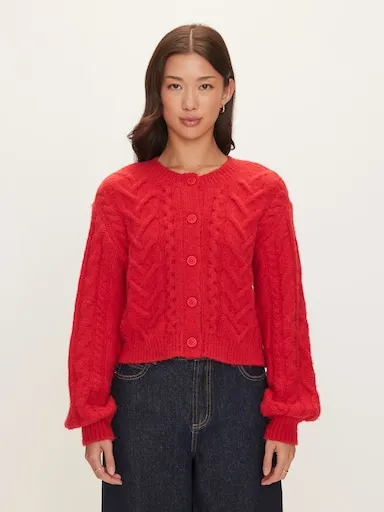 Tyra Fluffy Cable Long Sleeve Cardi