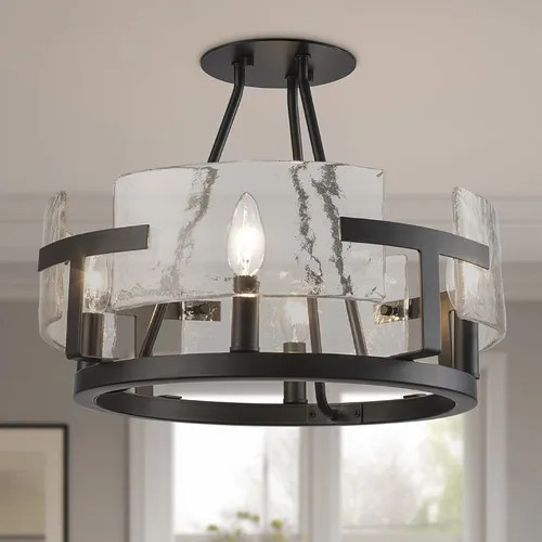 Patriot Lighting® Hamahl 16"W Matte Black 4-Light Semi-Flush Mount Ceiling Light