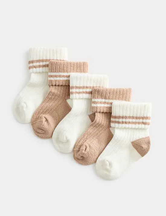 5 Pack Cotton Rich Striped Baby Socks (0-3 Years)