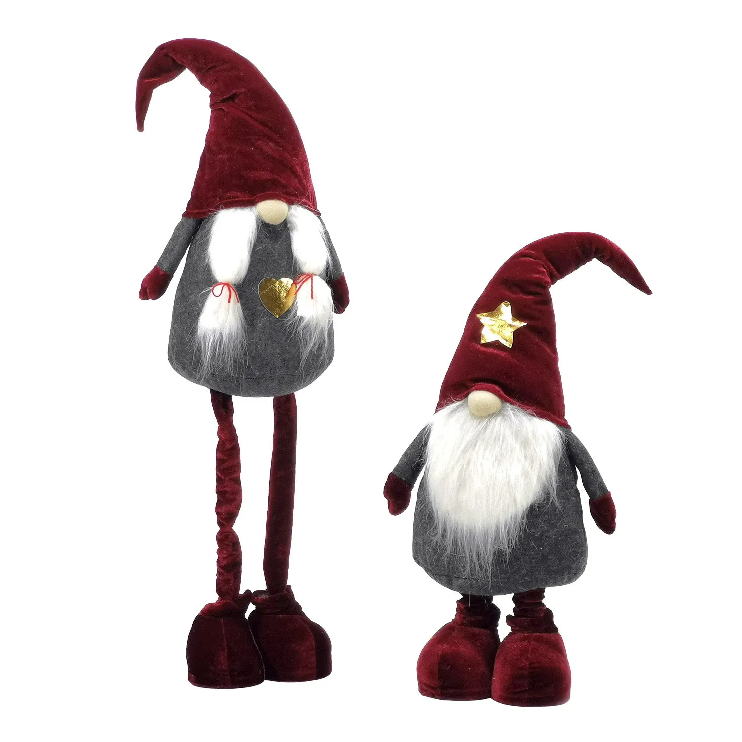 Gnomo con gambe allungabili con cappello rosso altezza max 125 cm