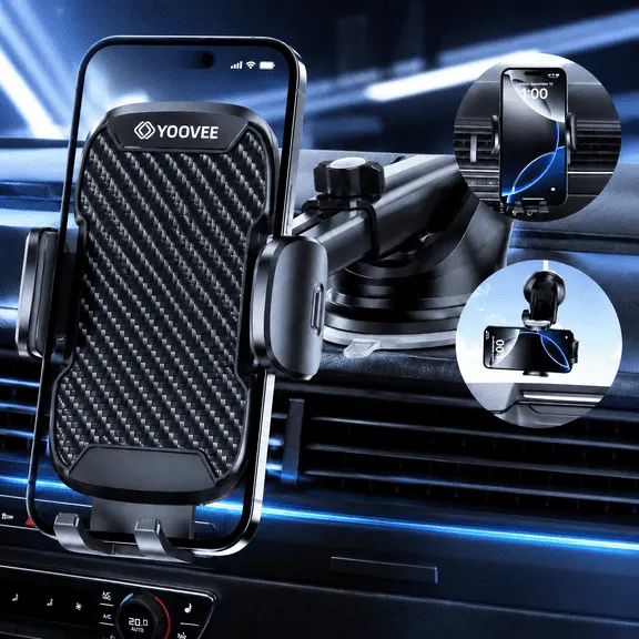 Best seller YOOVEE Universal Car Phone Holder with Adjustable Rotation for 4-7 Inch Phones, Dashboard, Windshield & Air Vent Mount $10.99 Was $20.99