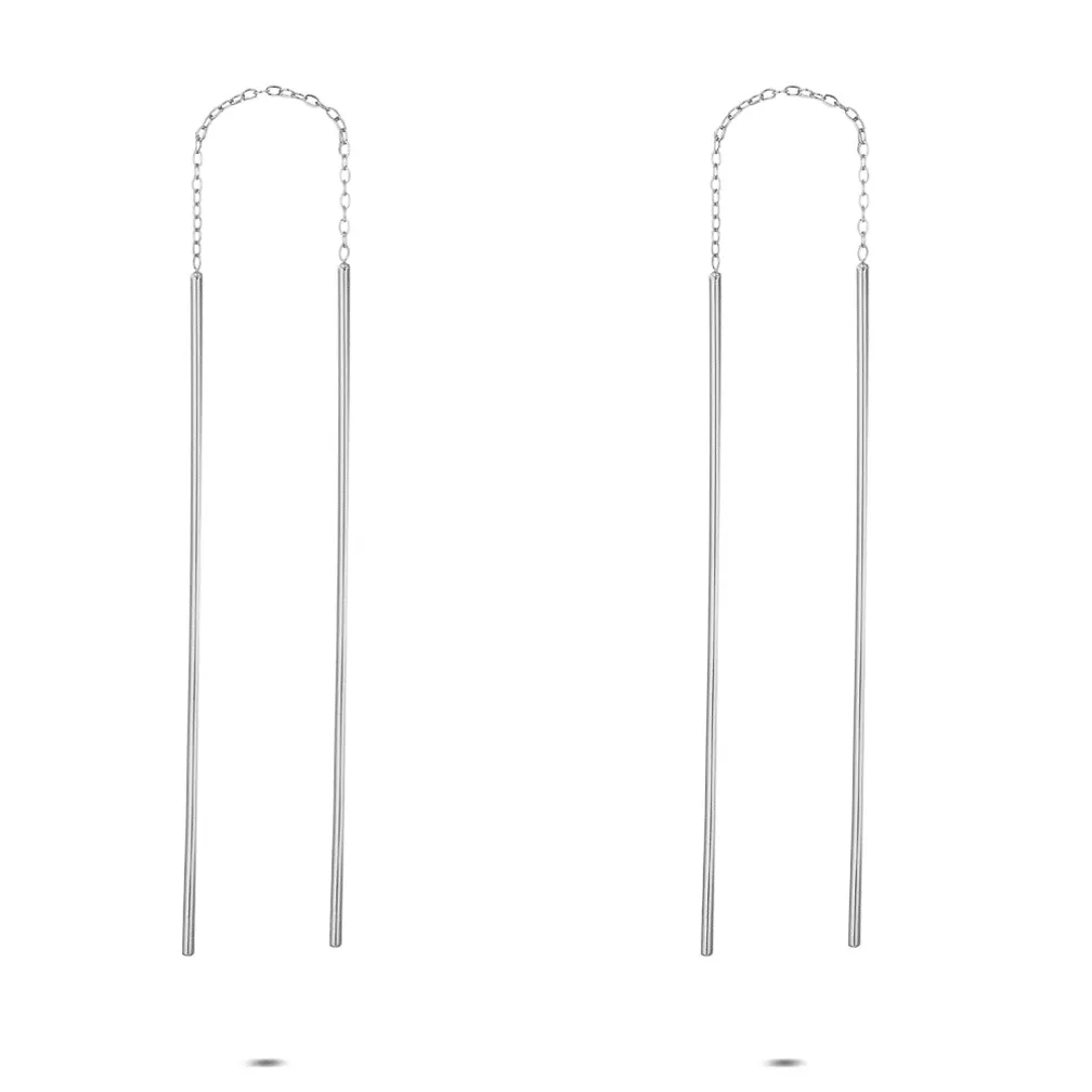 Oorbellen in edelstaal, lange staven
