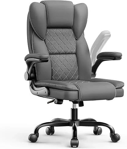 Ergonomic Executive PU Leather Office Chair with Lumbar Support, Home Office Desk Chair for Back Pain Relief, 135° Recline Ergonomic Executive PU Leather Office Chair with Lum…