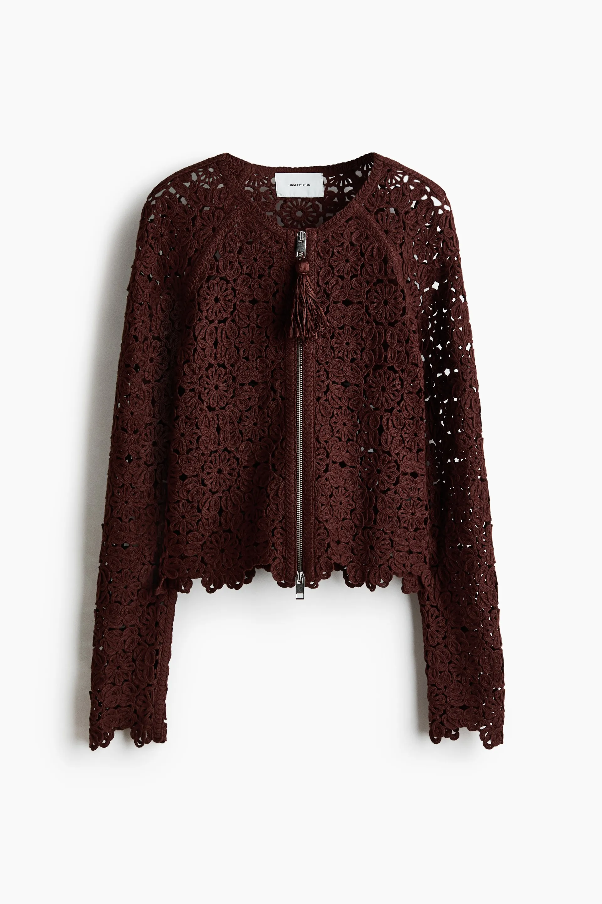 Cárdigan con apariencia de crochet