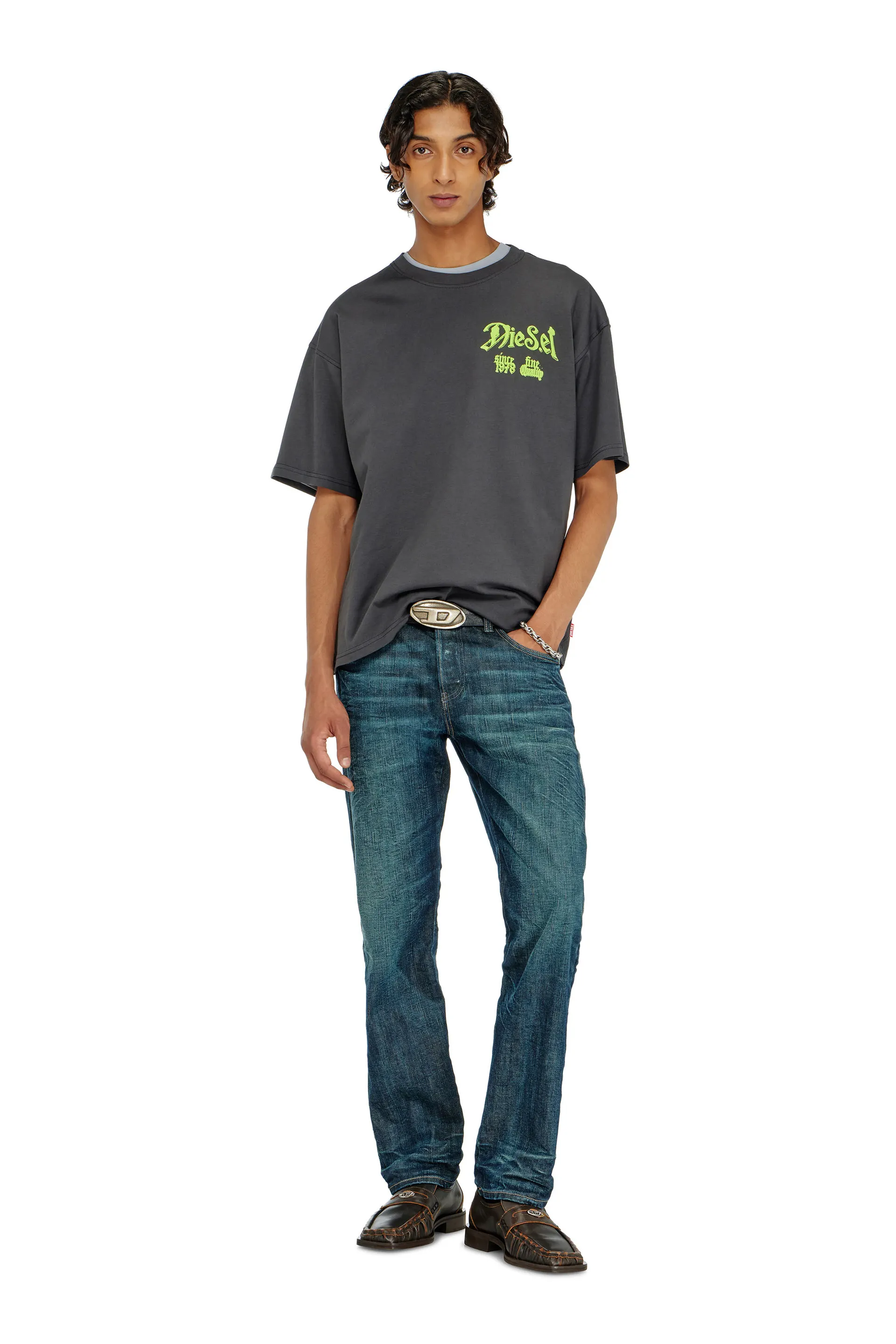 Cotton T-shirt with flock graphic