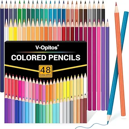 48 Pack Colored Pencils Set, Pre-sharpened Coloring Pencils for Kids Beginners, Colored Pencils for Adult Coloring Books, Ideal Art Supplies for Sketching, Coloring & Painting