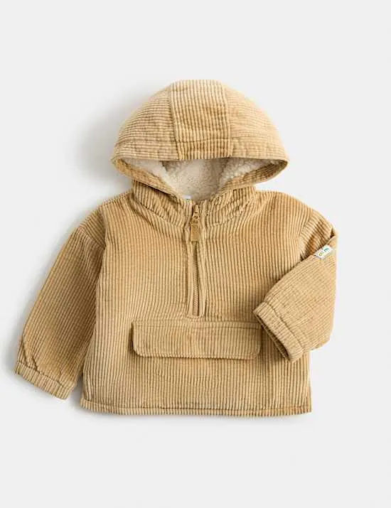 Cord Borg Lined Textured Half Zip Jacket (0-5 Yrs)