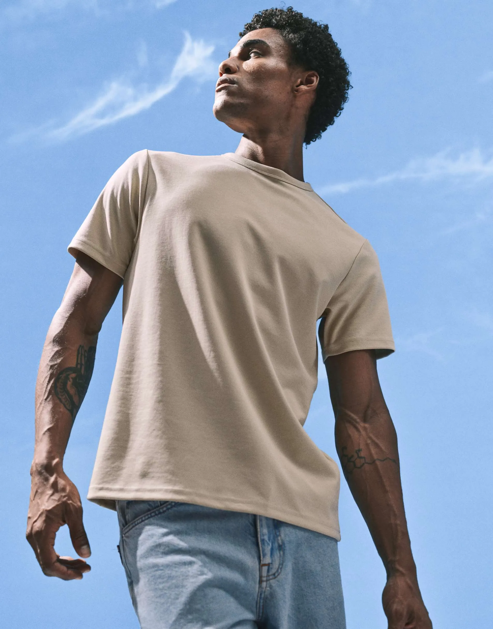 ASOS DESIGN breatheMAX™ heavyweight regular fit t-shirt in stone cotton blend