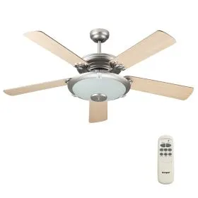 Ventilatore/lampadario a soffitto con telecomando, 5 pale Ø130cm, marrone, Kooper