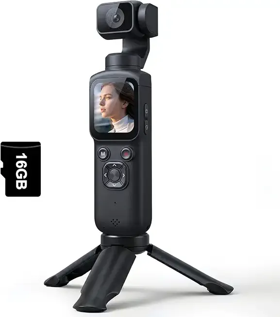 4K Vlogging Camera, Pocket Digital Camera, 330° Rotating Lens