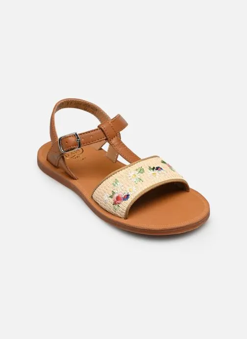 Sandalen Plagette Raphia Brod meisjes bruin