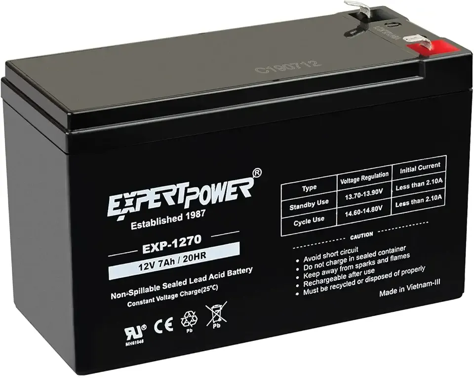 ExpertPower 12v 7ah Rechargeable Sealed Lead Acid Battery