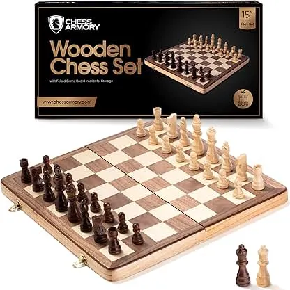 Chess Armory Wooden Chess Set 15 Inch - Classic Handcra…