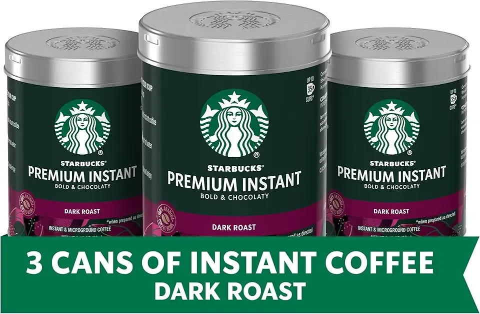 Starbucks Premium Instant Coffee, Dark Roast, 100% Arabica Beans, 3 Pack (3.17 Oz Each)
