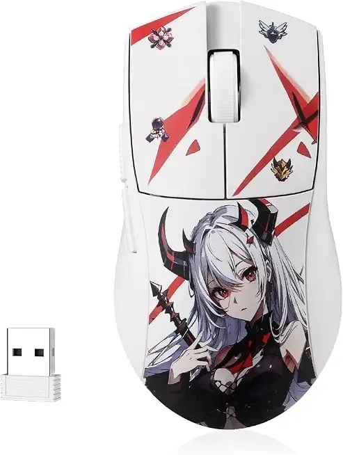 M916AK PRO 3-Mode Anime Gaming Mouse, 42G Ultra-Light 26K DPI Gaming Mouse w/Ergonomic Natural Grip Build, Full Programmable Buttons, Software Supports DIY Keybinds & DPI