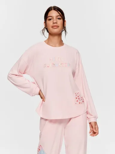 Pink Patchwork Oversized Sweater