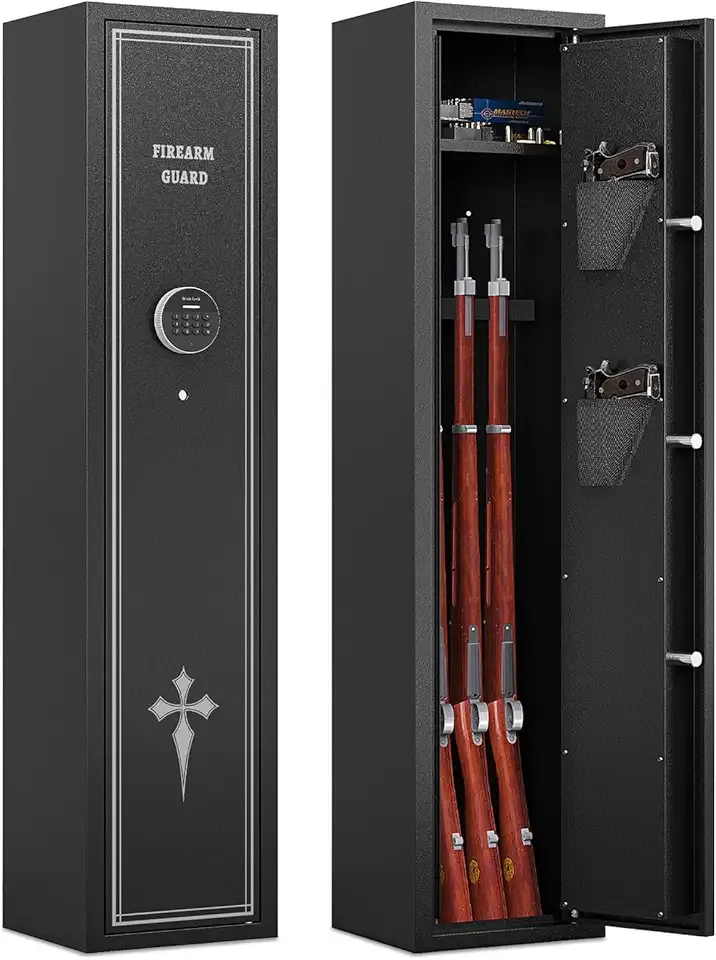 2-3 Gun Safe Gun Safes for Rifles and Pistols Quick Access Long Gun Safes for Rifles Electronic Locking Gun Cabinet with Pistols Pockets Adjustable Gun Rack for Home Office Warehouse