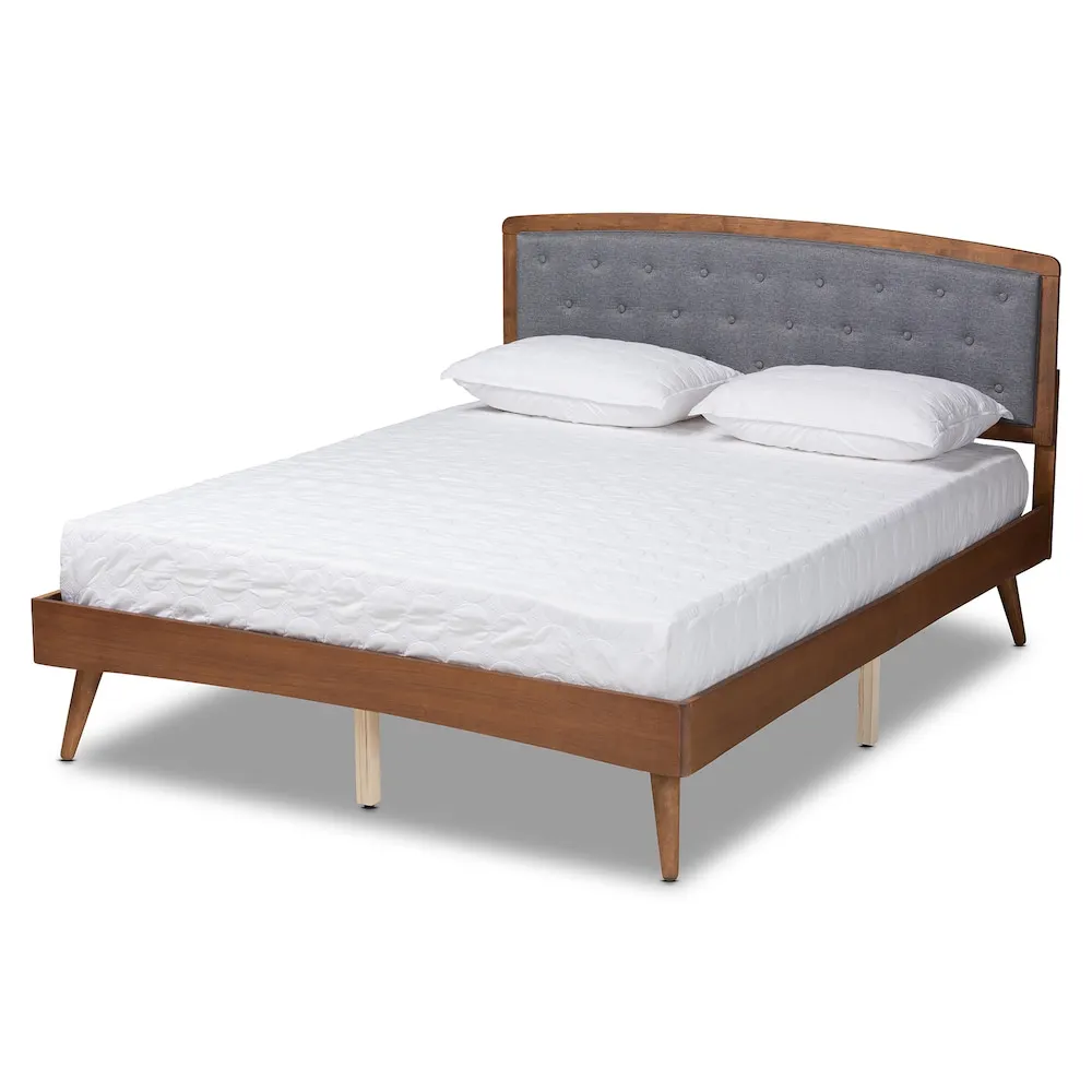 Baxton Studio Ratana Queen Platform Bed in Grey and Walnut brown
