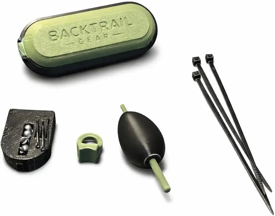 Backtrail Gear Micro Tackle Box, Portable Fishing Kit with Line, Hooks, Weights, and Bobber, for Camping, Hiking, and Survival