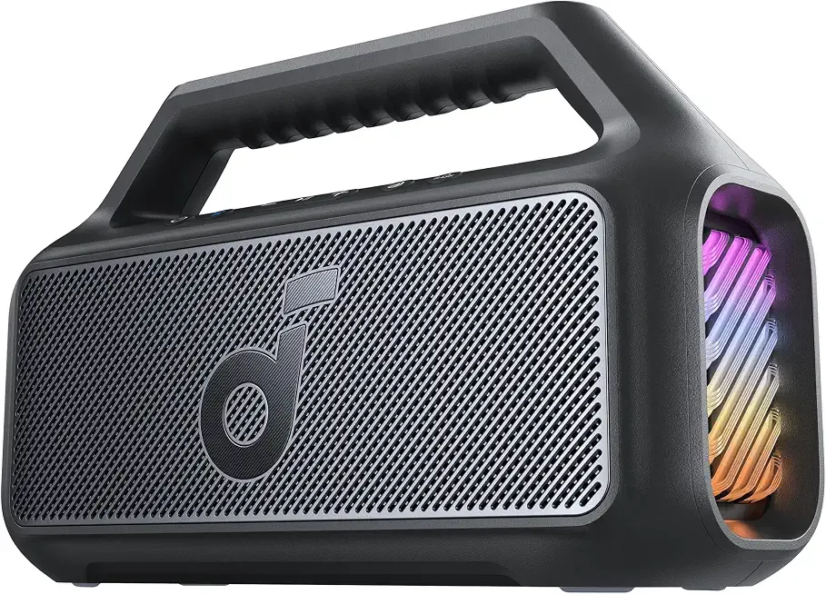 Soundcore Boom 2 by Anker, 80W Outdoor Bluetooth Speaker, 24H Playtime | IPX7 Waterproof, BassUp 2.0, Floatable, RGB lights, USB-C, Custom EQ via soundcore App, Portable for Camping and Beach