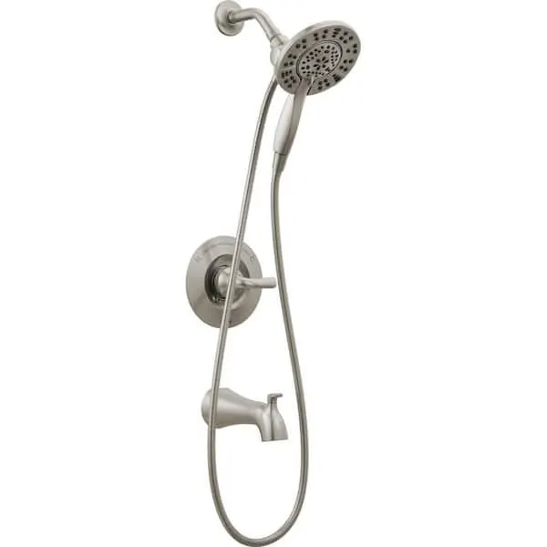 Delta Arvo In2ition Two-​in-​One Single-​Handle 4-​Spray Tub and Shower Faucet in Spotshield Brushed Nickel (Valve Included)​
