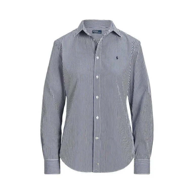 Classic Fit Striped Cotton Shirt - Blå