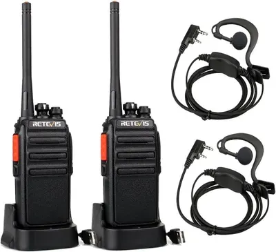 Retevis RT24 Walkie Talkie PMR446, Funkgeräte mit Großer Reichweite, Freisprech-Walkie-Talkies für Erwachsene mit Headset USB-Ladegerät für Camping