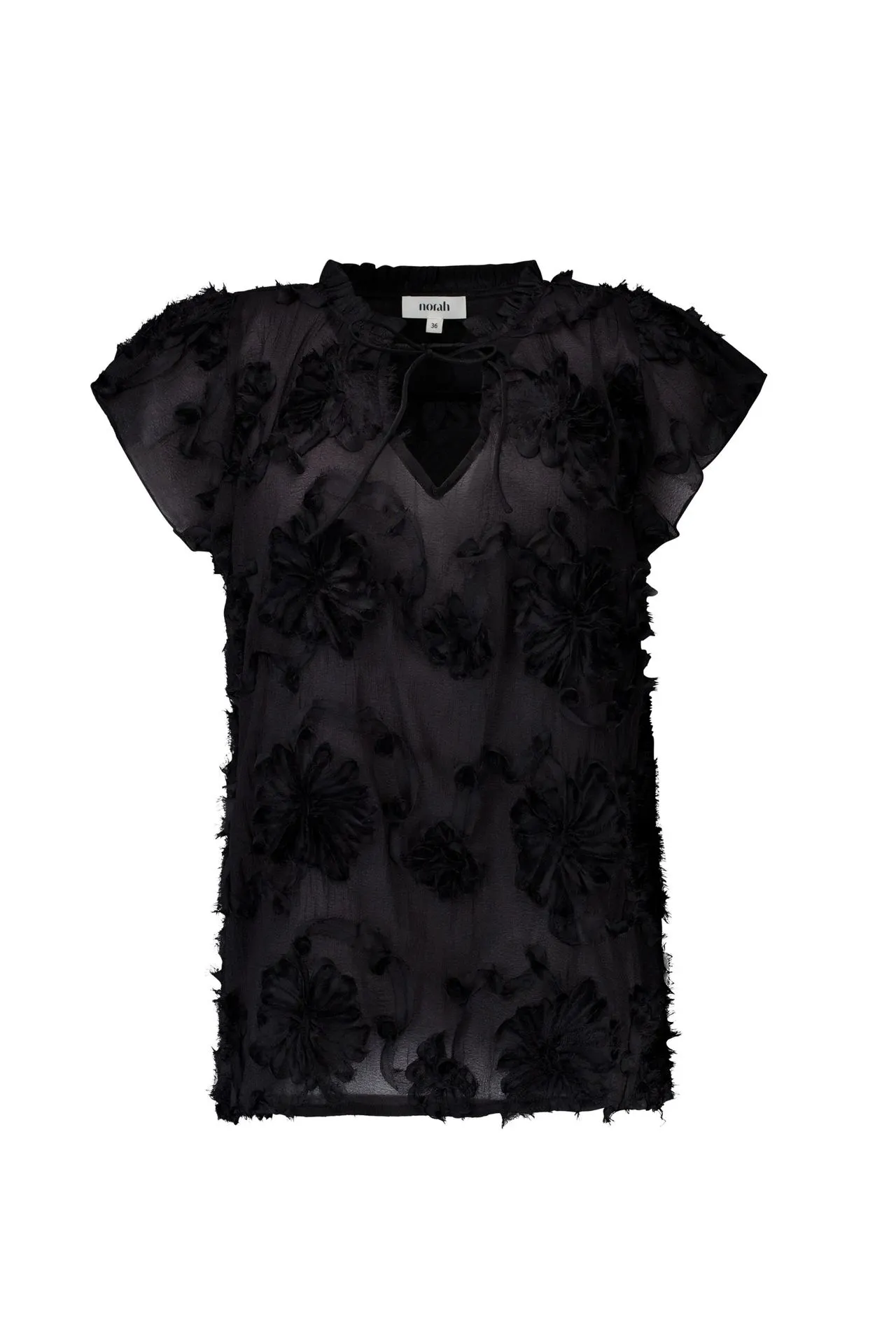 Zwarte blouse met bloemen