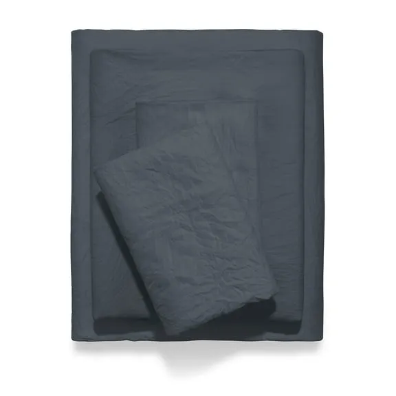 Mainstays Enzyme Washed Microfiber Bed Sheet Set, Grey Stone, Full, 4 Pieces