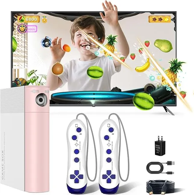 MetFut AR Motion Gaming Console for Kids - Plug & Play Video Games, Exercise & Entertainment, Body-Control & Button-Control, Compatible with TV, PC, Projector