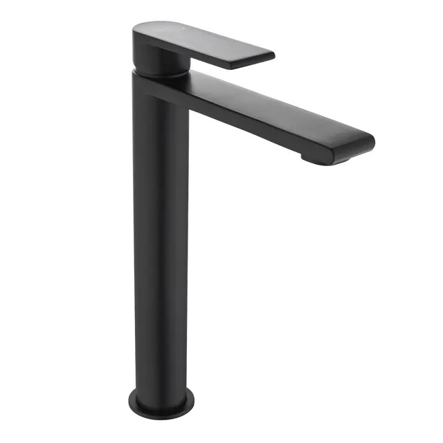 Grifo de lavabo SENSEA Cinta monomando caño alto negro mate. Latón