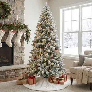Árbol de Navidad Nevado 210cm Artificial de Lujo Ramas Frondosas de PVC Efecto Nieve Premium