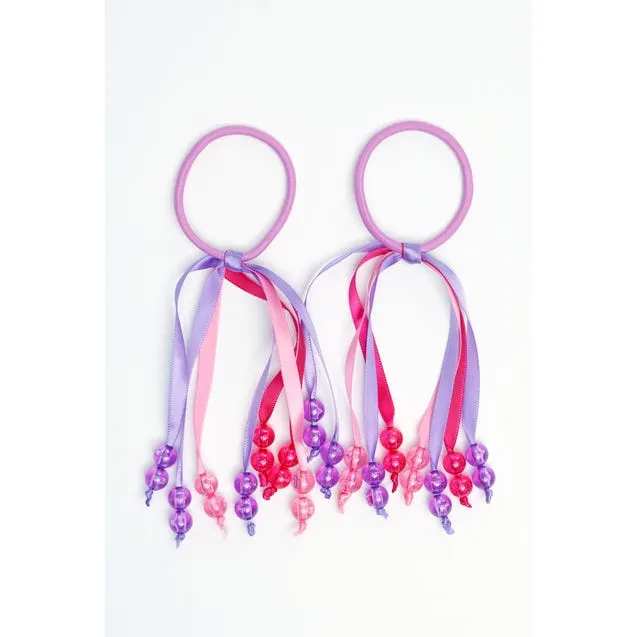 Kids set 2 haarelastieken met kralen