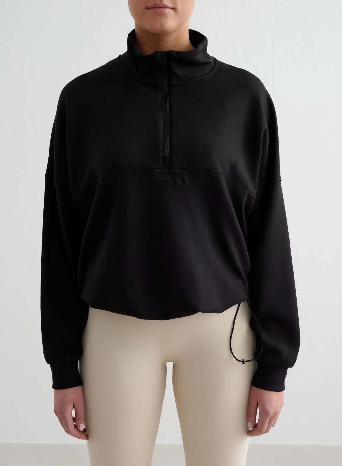 Black Comfy Modal Half Zip