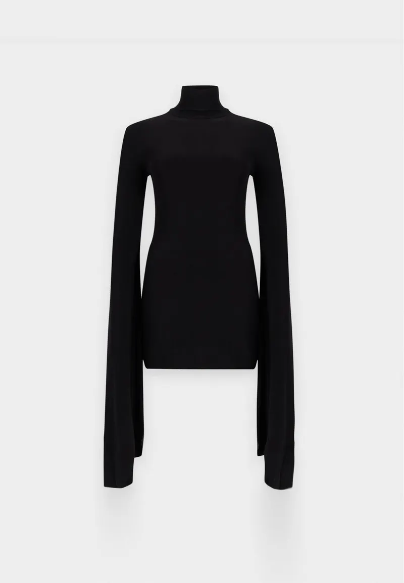 RIBBON SLEEVE TURTLENECK MINI DRESS - Cocktailkjole - black