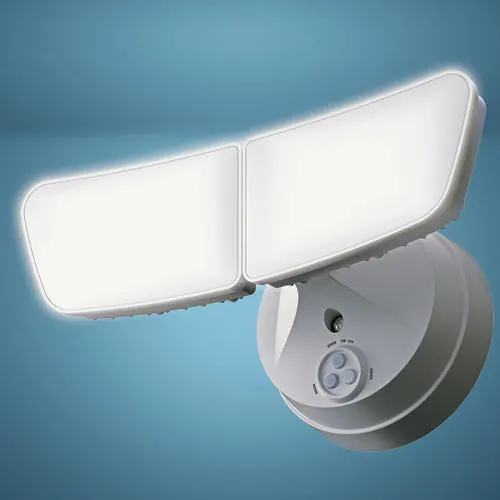 Patriot Lighting; White LED Dual Head Switch Operated Outdoor Security Flood Light