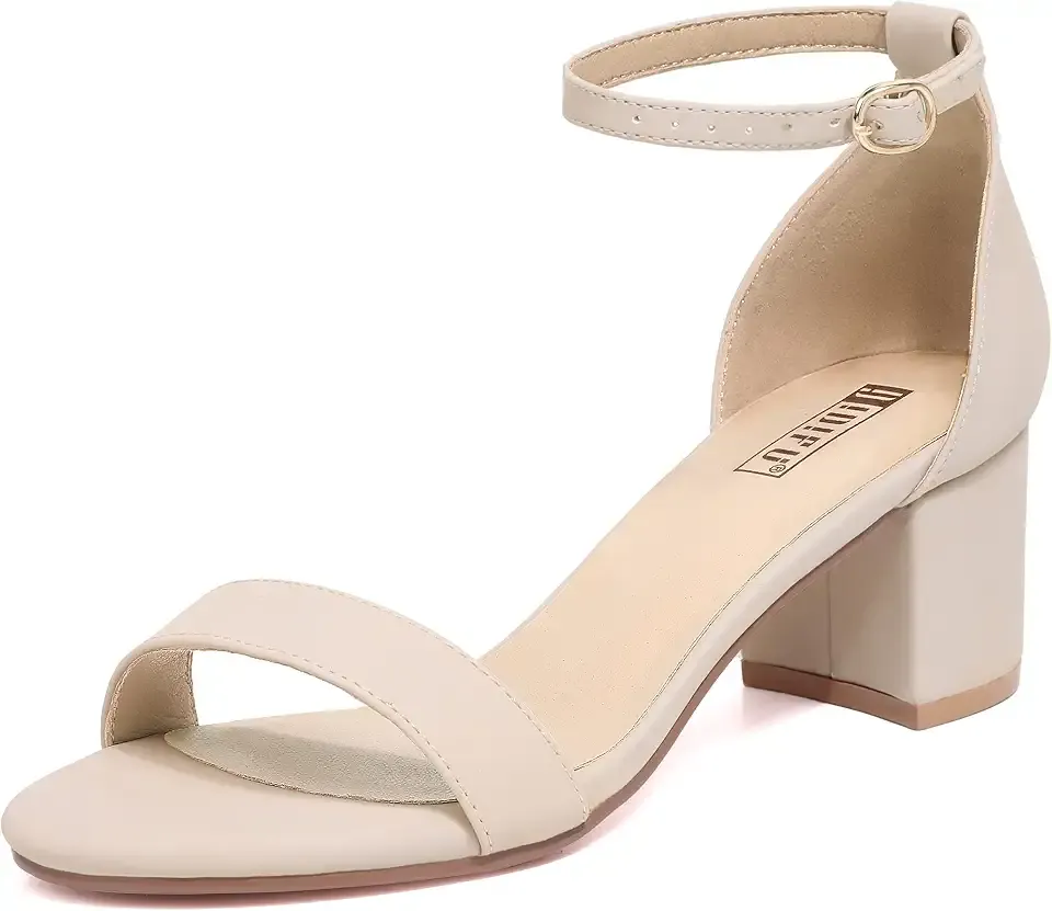 Women's Cookie-LO Low Block Heels Chunky Sandals Ankle Strap Wedding Dress Pump Shoes