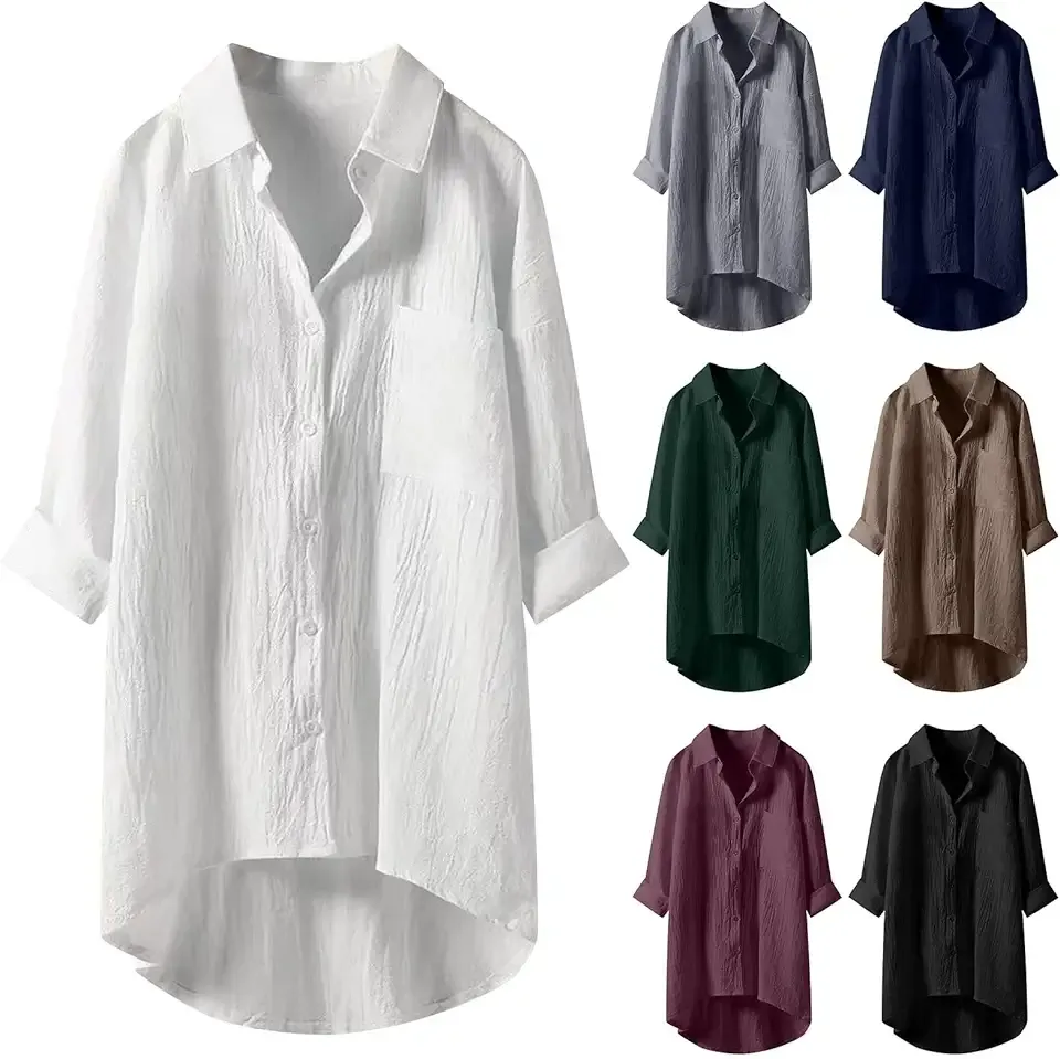 Linen Shirt for Women Breathable Tops Loose Crewneck Tops Womens Daily T Shirts Summer Shirts for Women 2025