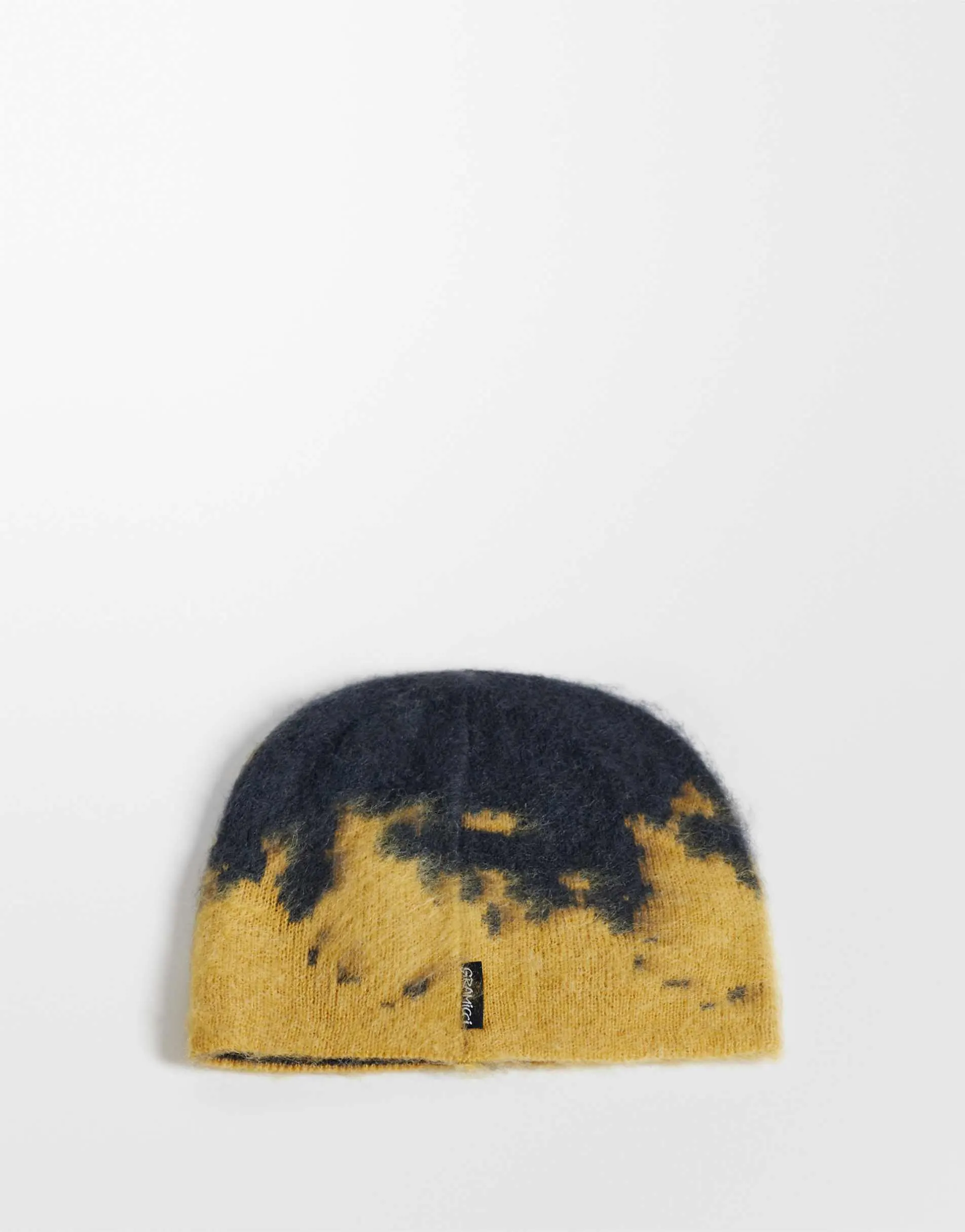 Gramicci mohair splatter beanie in yellow/black