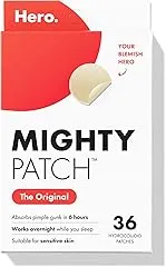Mighty Patch Original Patch from Hero Cosmetics - #1 Hydrocolloid Acne Pimple Patches for Face, Shrinking Zits & Whiteheads in 1 Use, Nighttime Spot Pimple Stickers for Face, 36 Count Mighty Patch Original Patch from Hero Cos…
