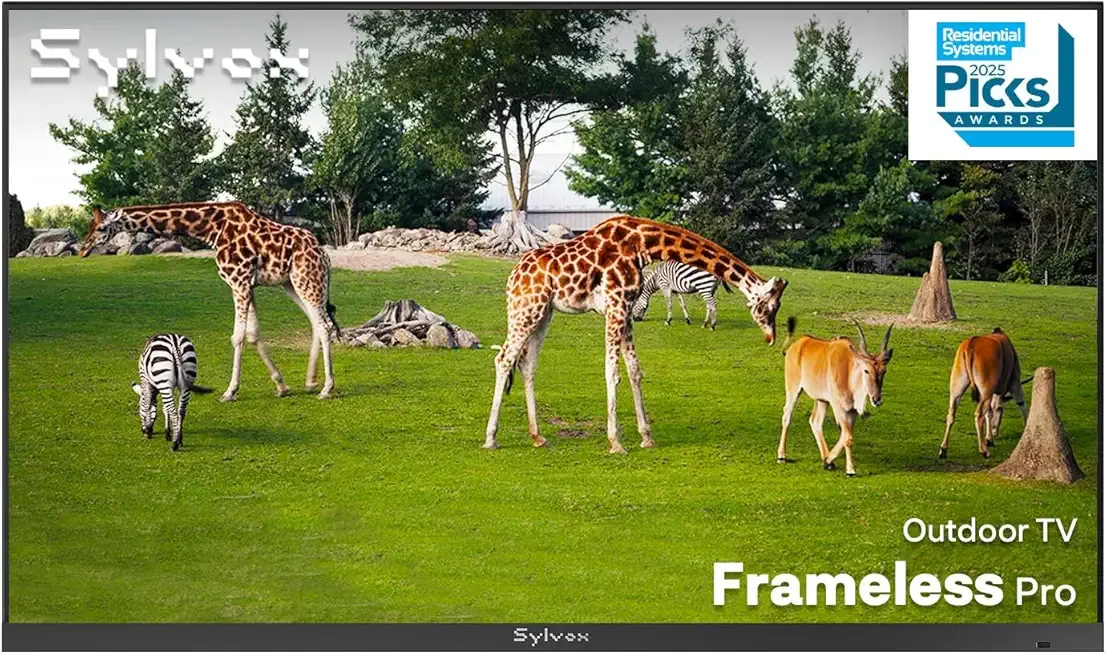 SYLVOX 75-Inch Full Sun Outdoor TV, Ultra-Narrow Bezel, Upgraded IP56 Waterproof, Google TV OS w/AI Wallpaper, Dolby Atmos, 2000 Nits Brightness for Poolside & Commercial Use (Frameless Pro, 2026)