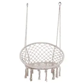 Poltrona sospesa macramè, beige con nappe, Esté