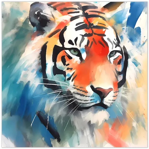 "Regal Strength II" Tiger Frameless Free Floating Reverse Printed Tempered Art Glass Wall Art