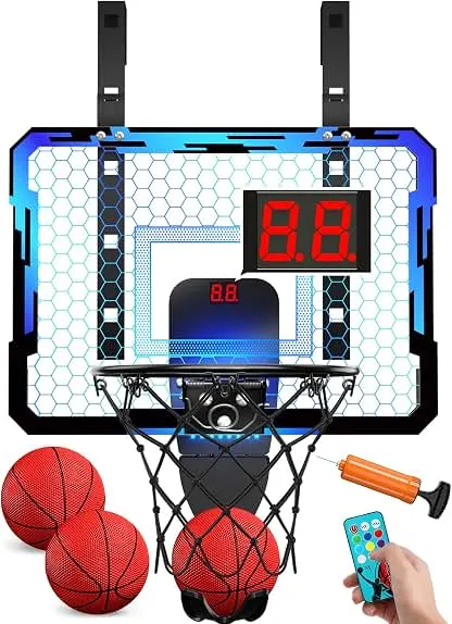QDRAGON Mini Basketball Hoop with Scoreboard & 7 LE…