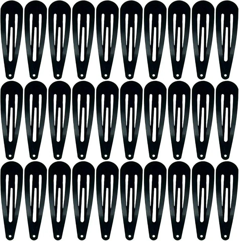 30,60 Pack Black 2 Inch Women Metal Snap Hair Clips Accessories No Slip Hair Barrettes Girls Women Hair Accessories (Black 30PCS)