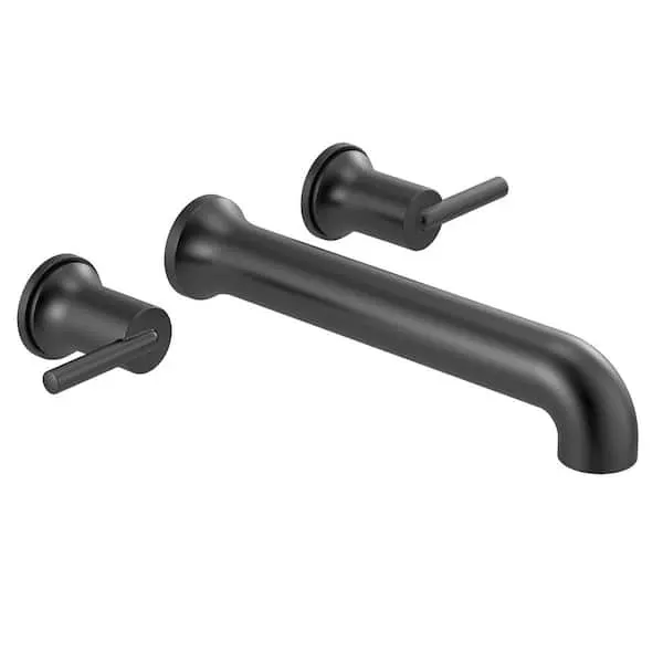 Delta Trinsic 2-​Handle Wall-​Mount Tub Filler Trim Kit in Matte Black (Valve Not Included)​