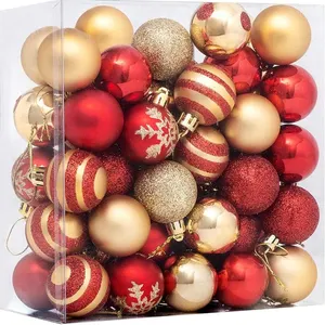 Juego de 50 adornos para árbol de Navidad, Juego de bolas navideñas, Adornos colgantes navideños, Regalo de Navidad, Colgantes para árbol de Navidad